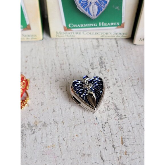 Hallmark miniature Charming hearts photo holder ornament Xmas set - Picture 3 of 7